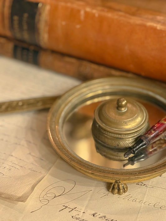 French Bronze Footed Inkwell