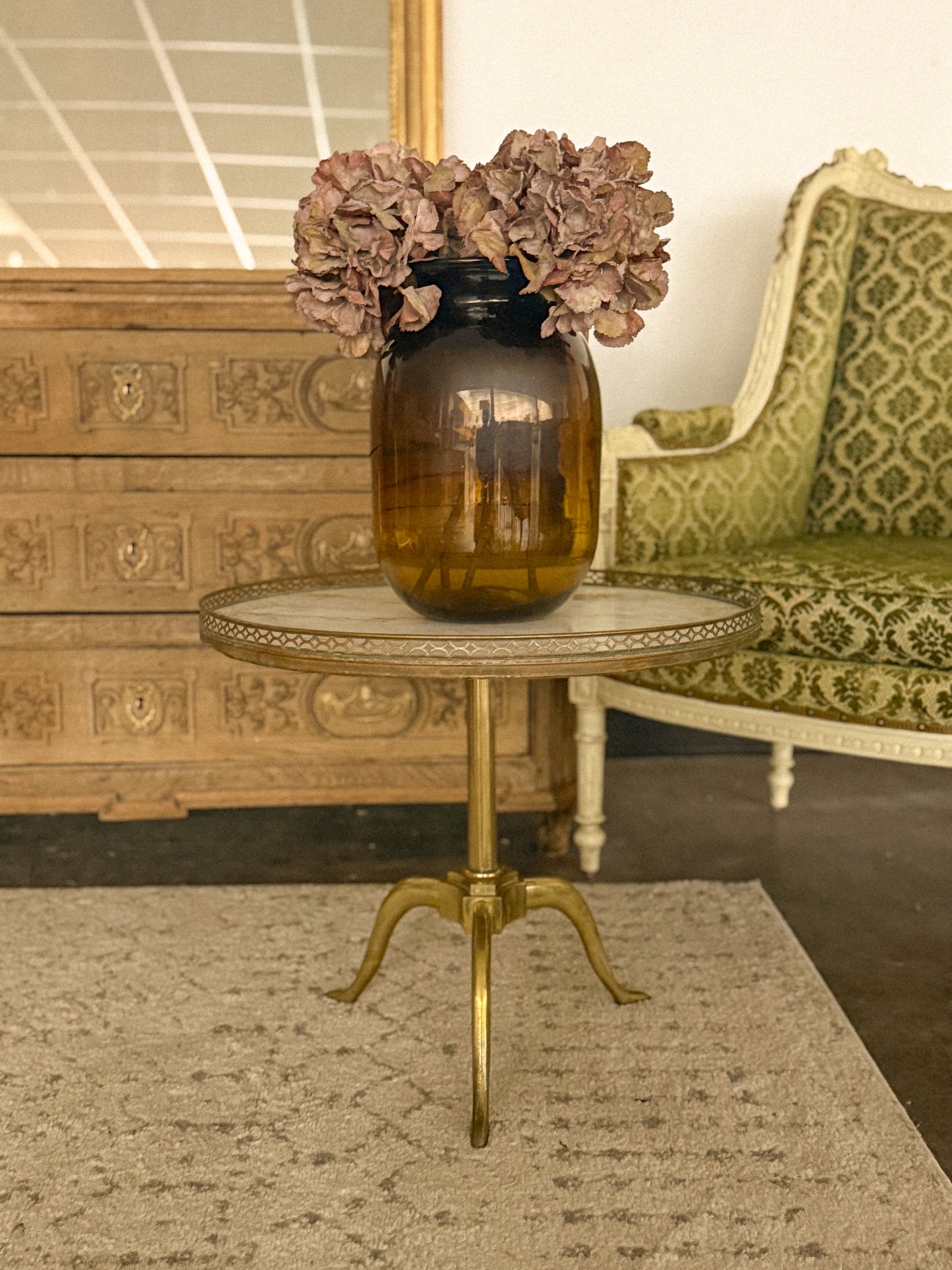French Brass & Marble Guéridon Table