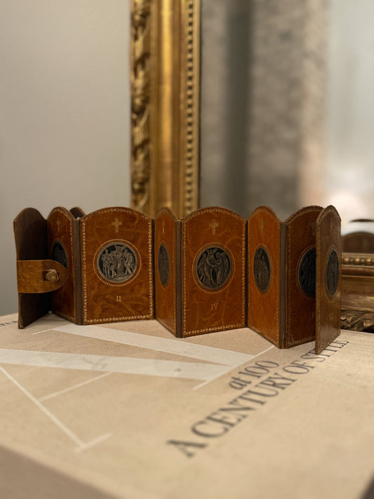 Antique Leather Stations of the Cross Devotional