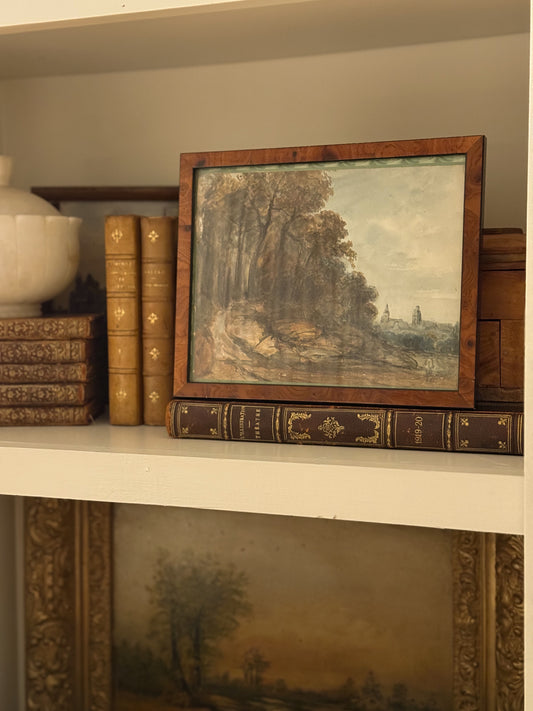 Watercolor Landscape in Burl Walnut Frame