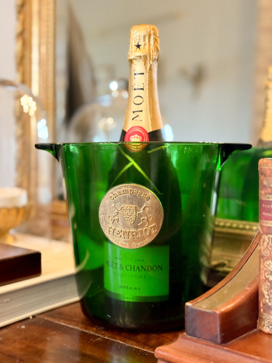 Champagne Henriot Green Glass Ice Bucket
