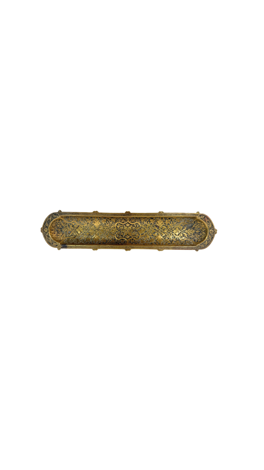 French Gilt Pen Tray with Damascene Detailing