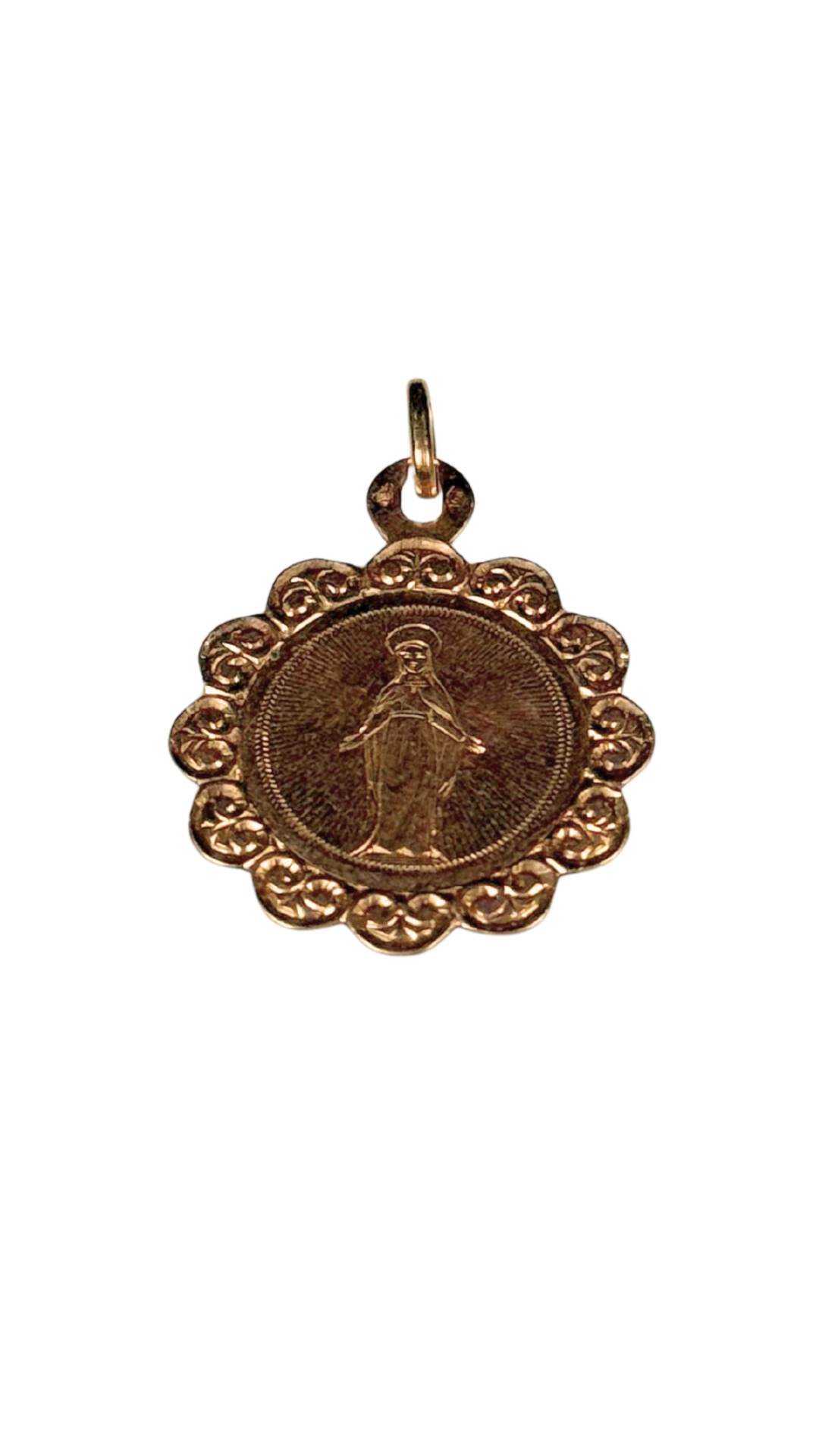 14k Gold Pendant – Our Lady of Grace (Miraculous Medal Style)