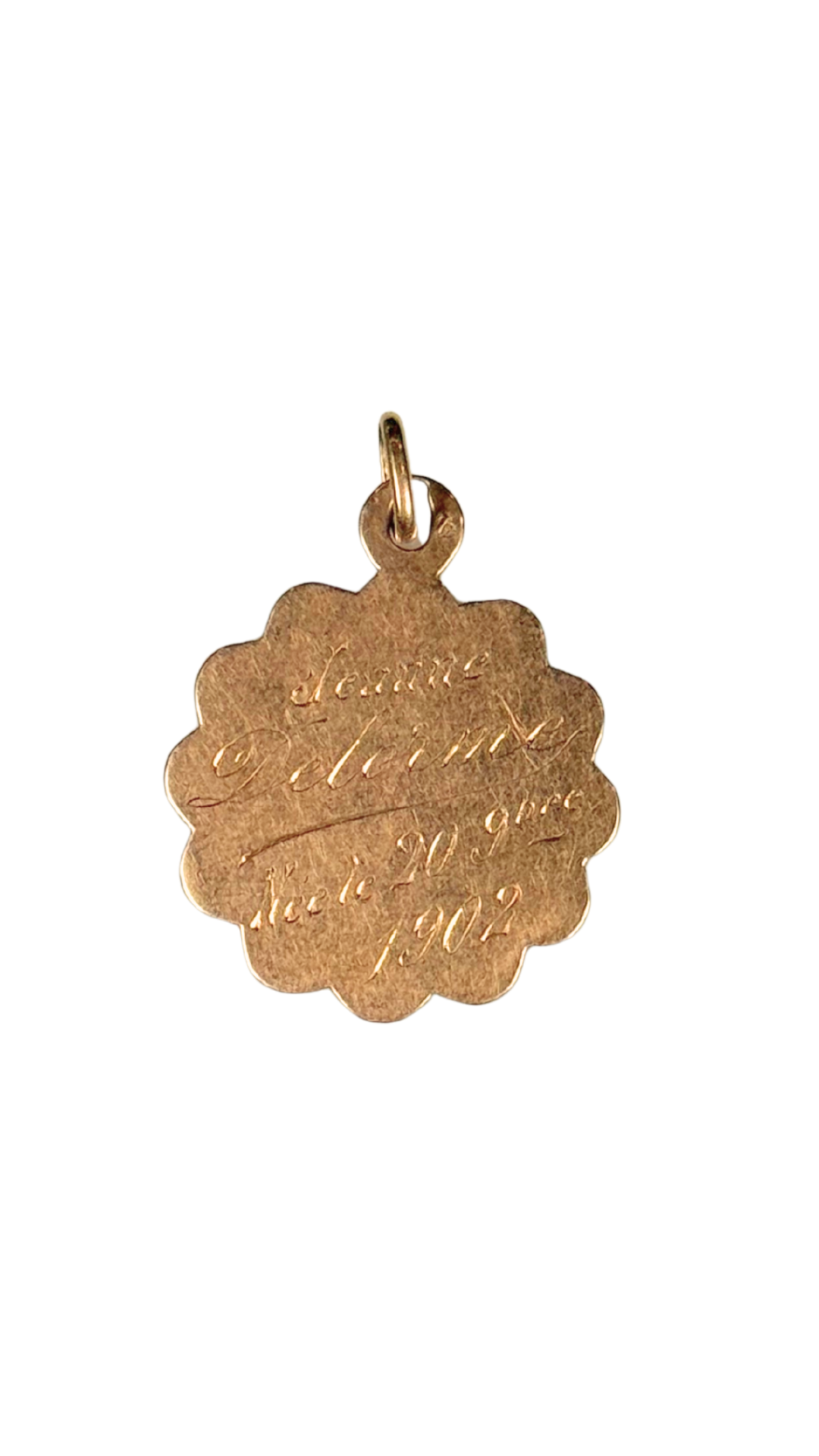 14k Gold Pendant – Our Lady of Grace (Miraculous Medal Style)