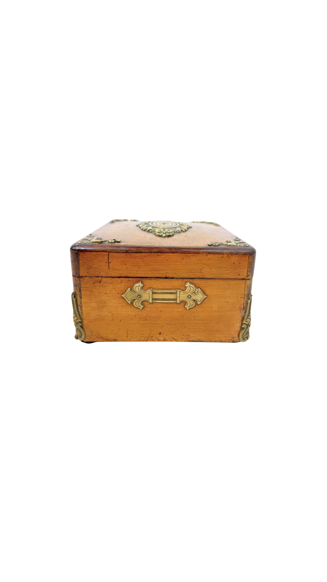 French Inlaid Wood Box with Key