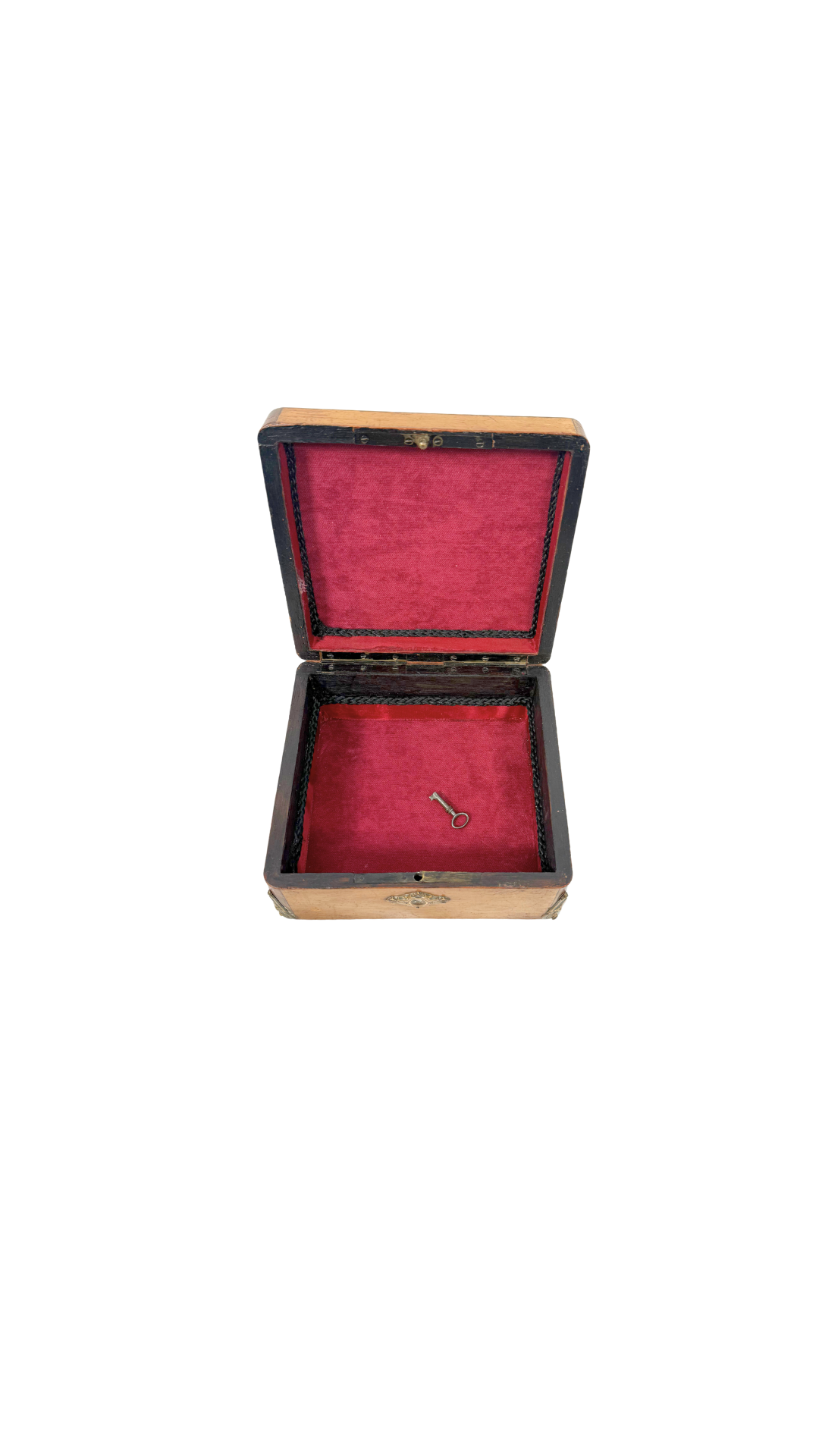 French Inlaid Wood Box with Key