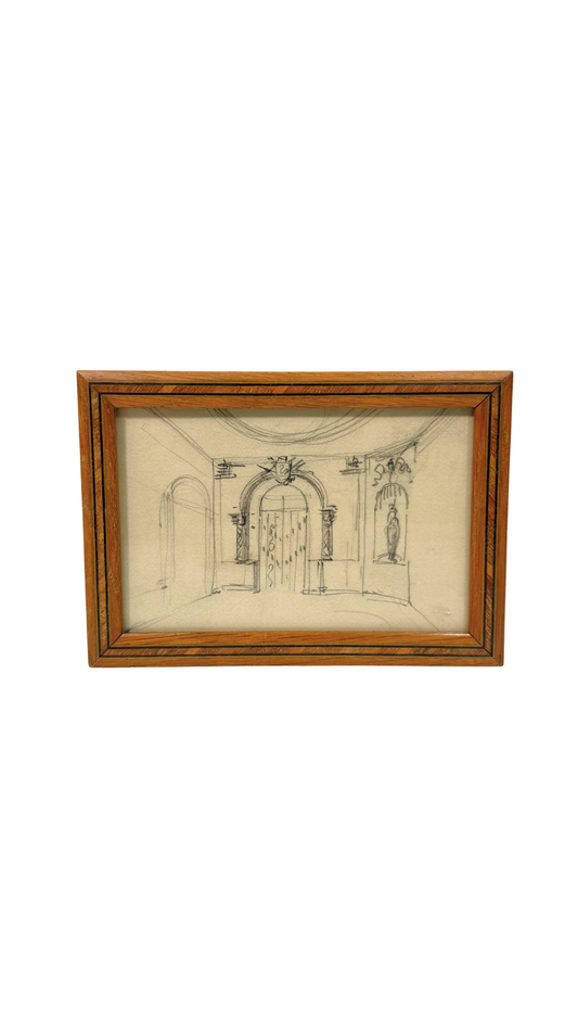Architectural Pencil Drawing French Interior Study