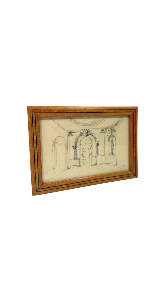 Architectural Pencil Drawing French Interior Study