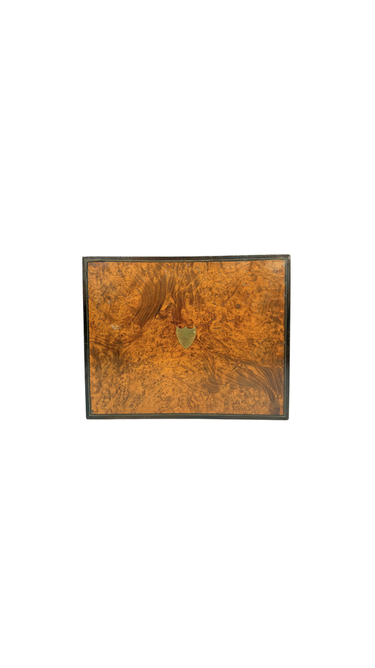 Burl Wood and Brass Inlaid Game Box