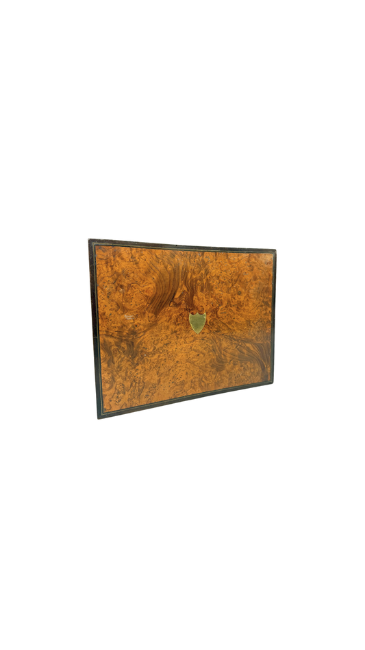 Burl Wood and Brass Inlaid Game Box