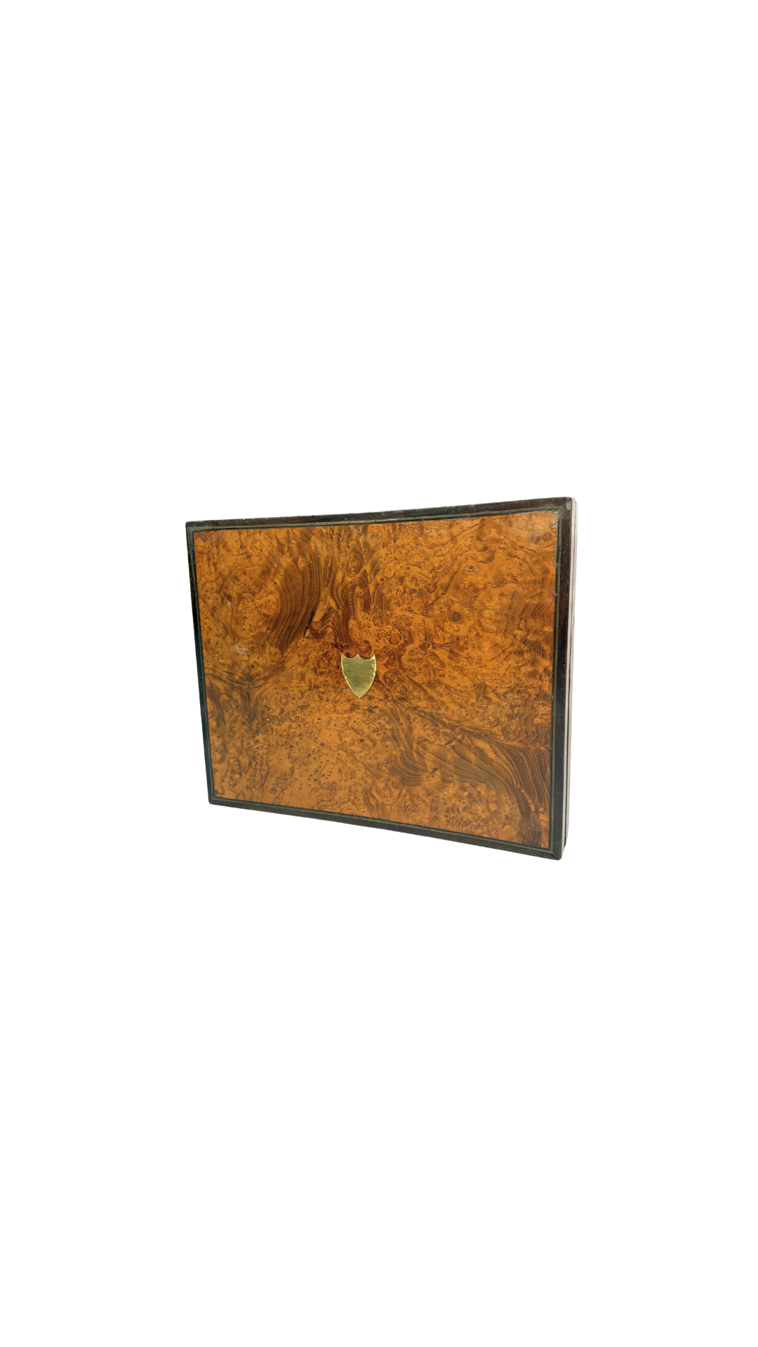Burl Wood and Brass Inlaid Game Box