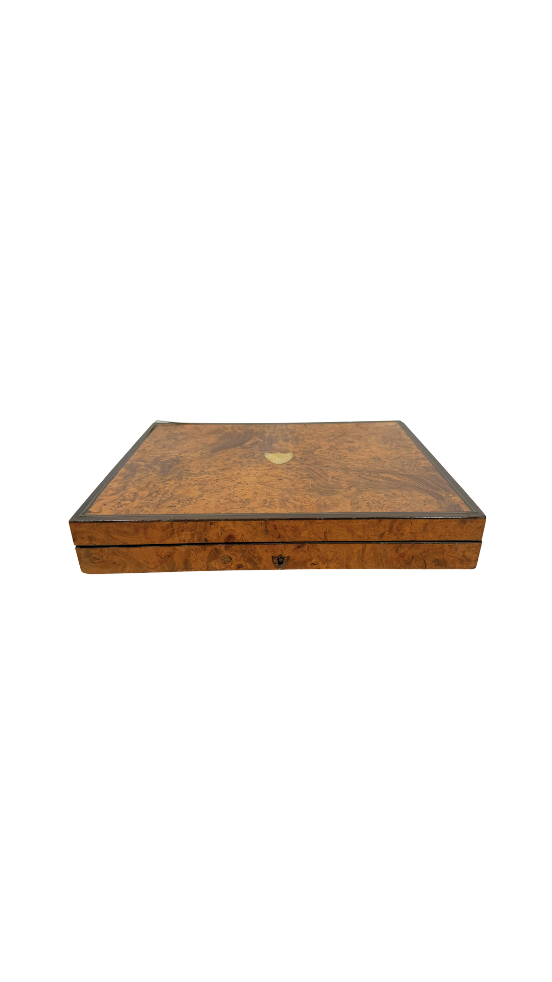 Burl Wood and Brass Inlaid Game Box