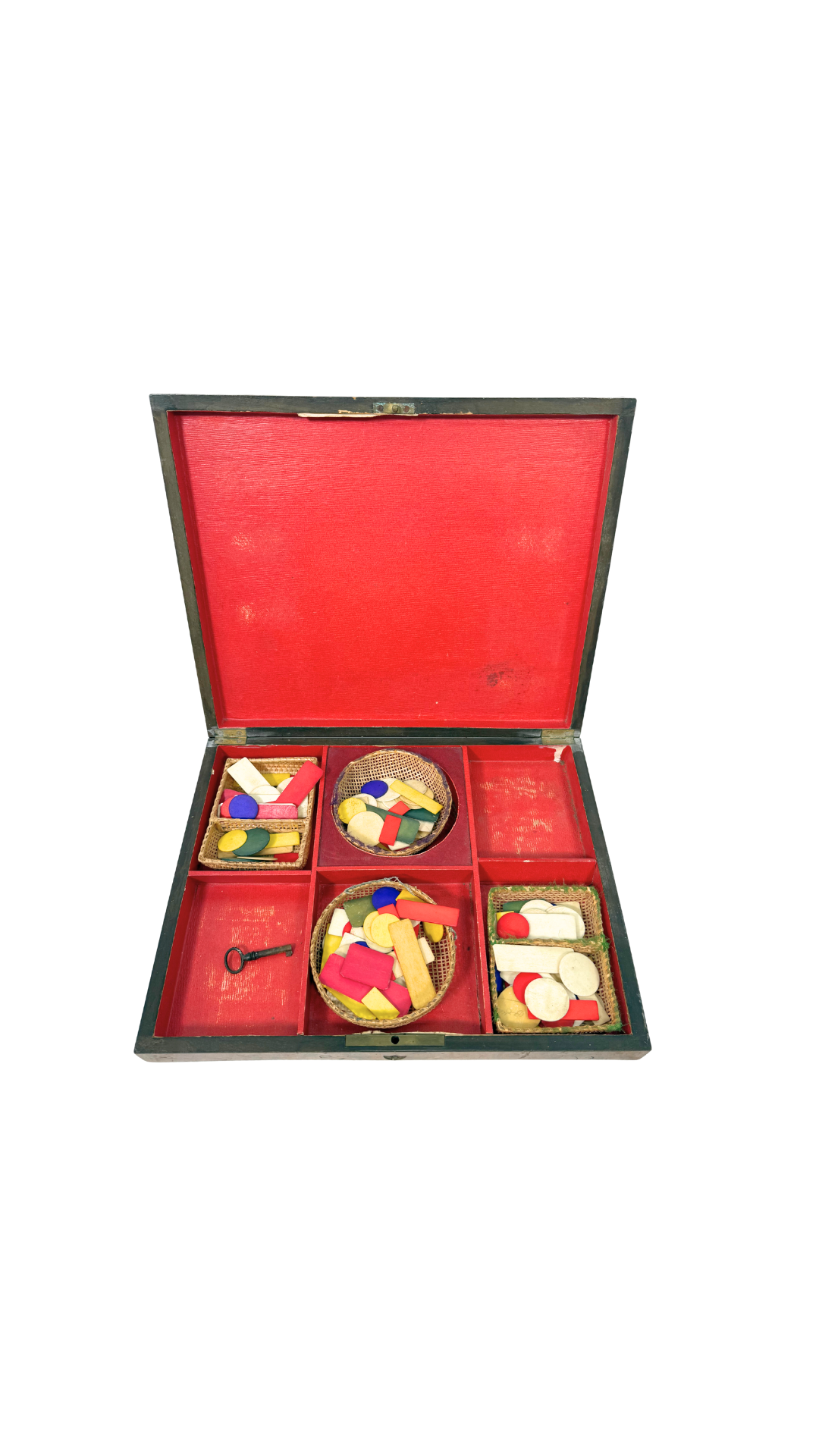 Burl Wood and Brass Inlaid Game Box