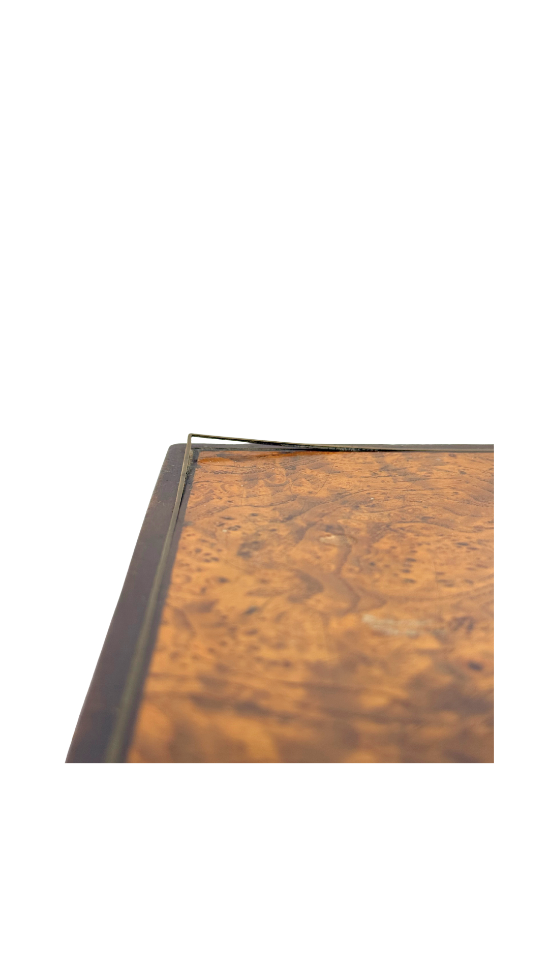 Burl Wood and Brass Inlaid Game Box