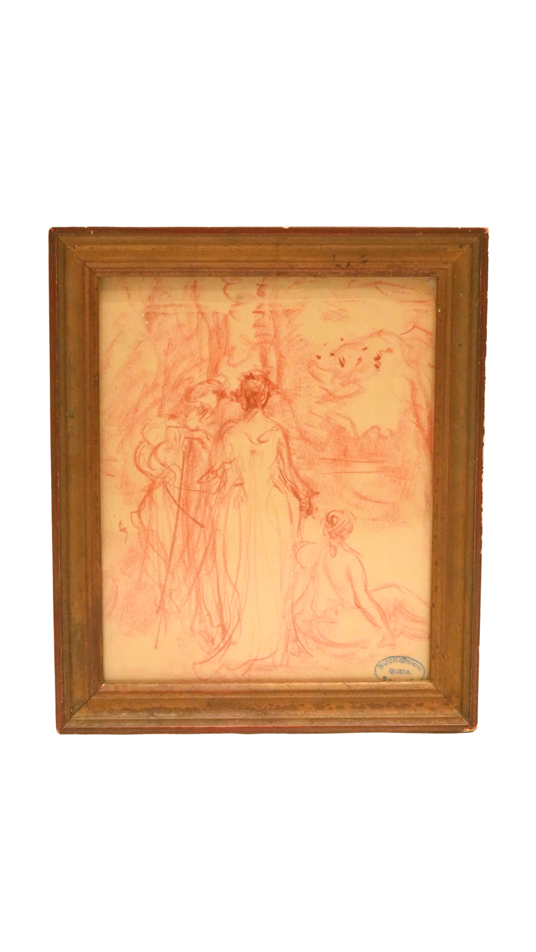 Numa François Gillet Antique French Sanguine Figure Study