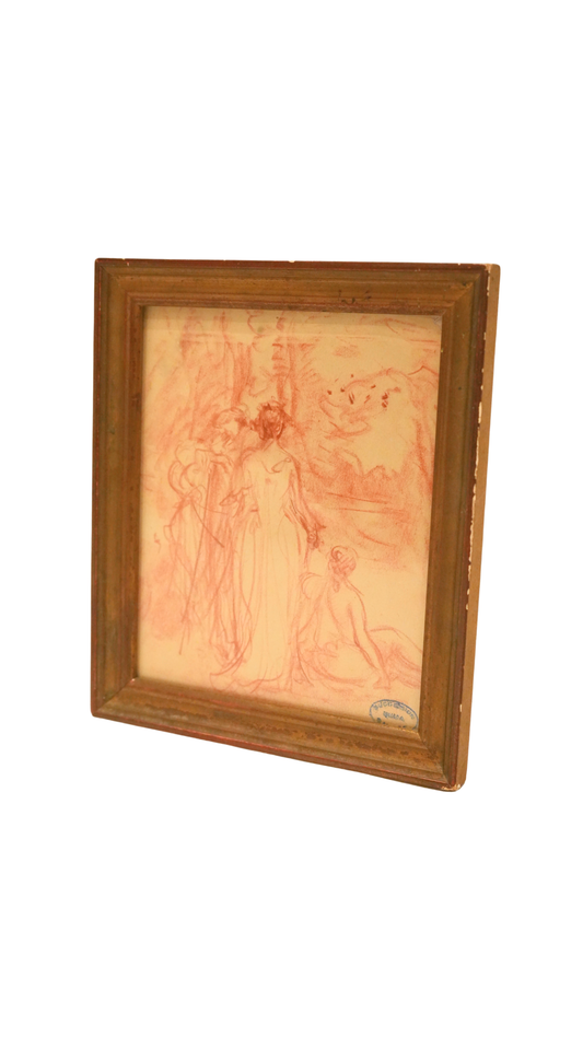 Numa François Gillet Antique French Sanguine Figure Study