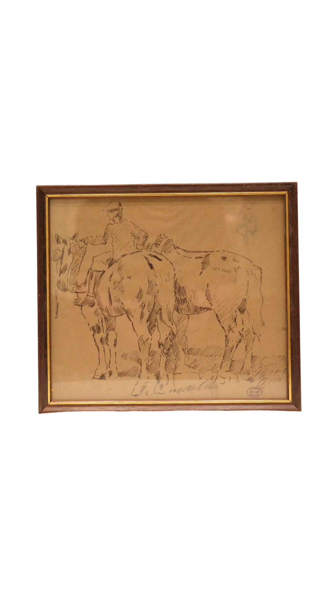Henry Sené French Ink Study of Horses