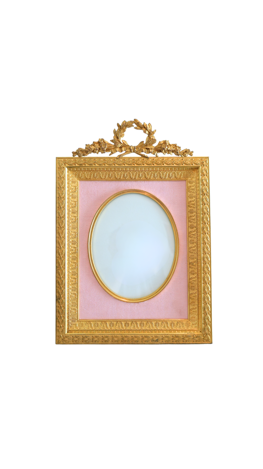 Antique French Louis XVI Gilt Bronze Bow & Laurel Frame