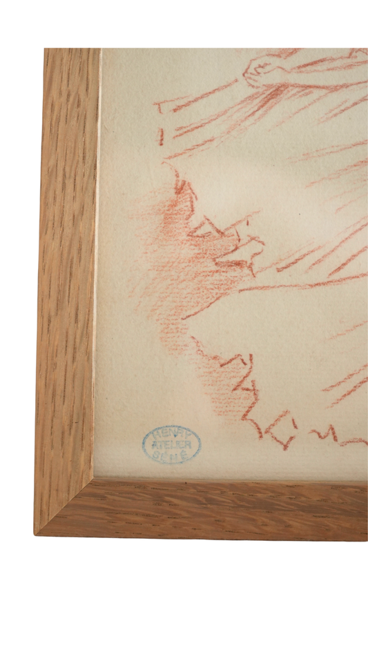 Henry Sené Sanguine Study of a Woman, Atelier Stamp