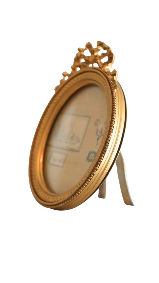 French Louis XVI Gilt Bronze Oval Bow Frame