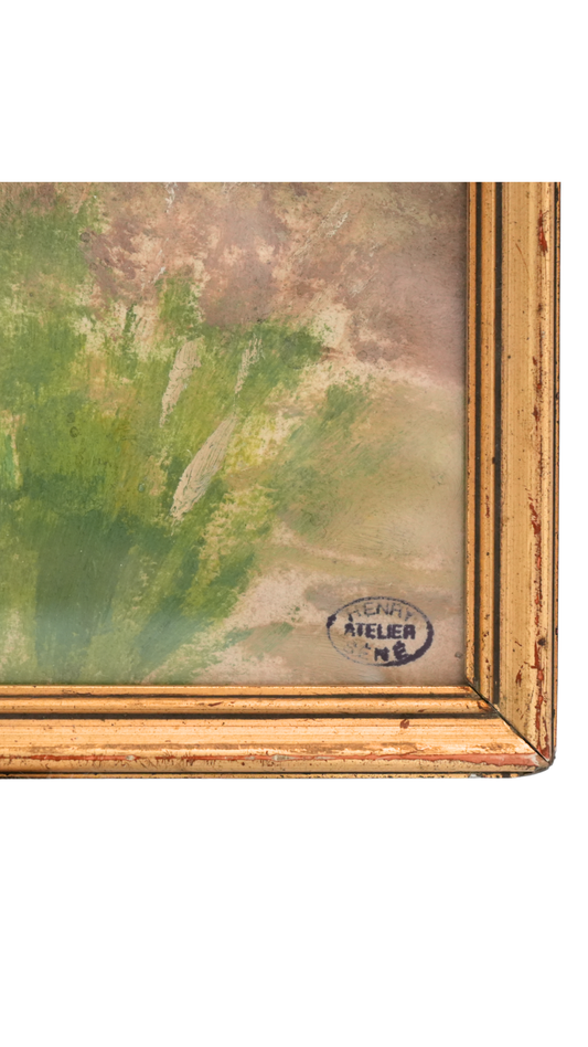Henry Sené Landscape Oil Study, Atelier Stamp
