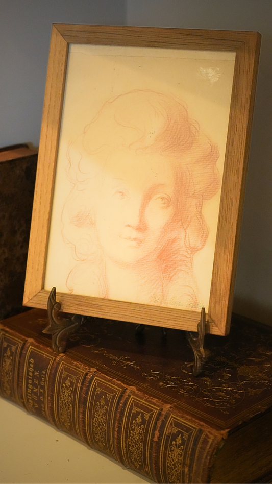 Charles Moreau-Vauthier Sanguine Portrait, Atelier Stamp