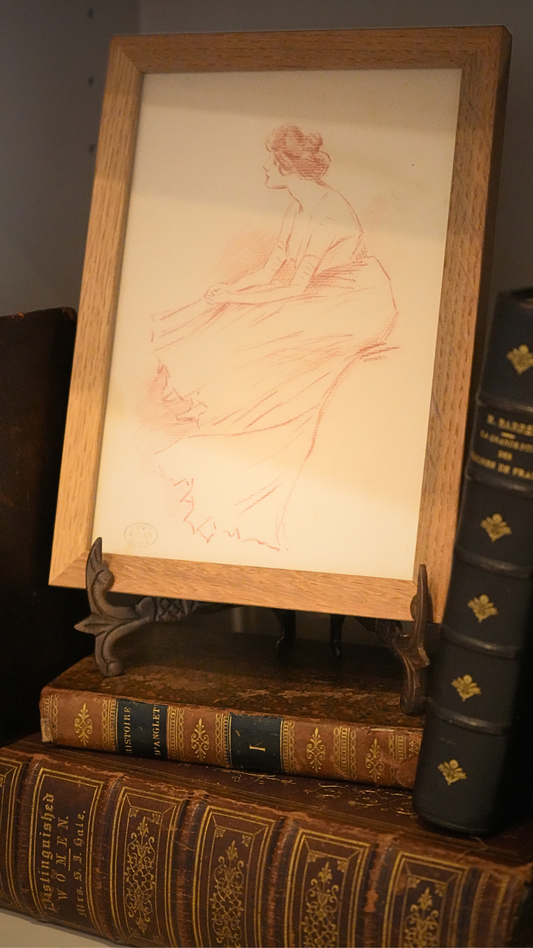 Henry Sené Sanguine Study of a Woman, Atelier Stamp