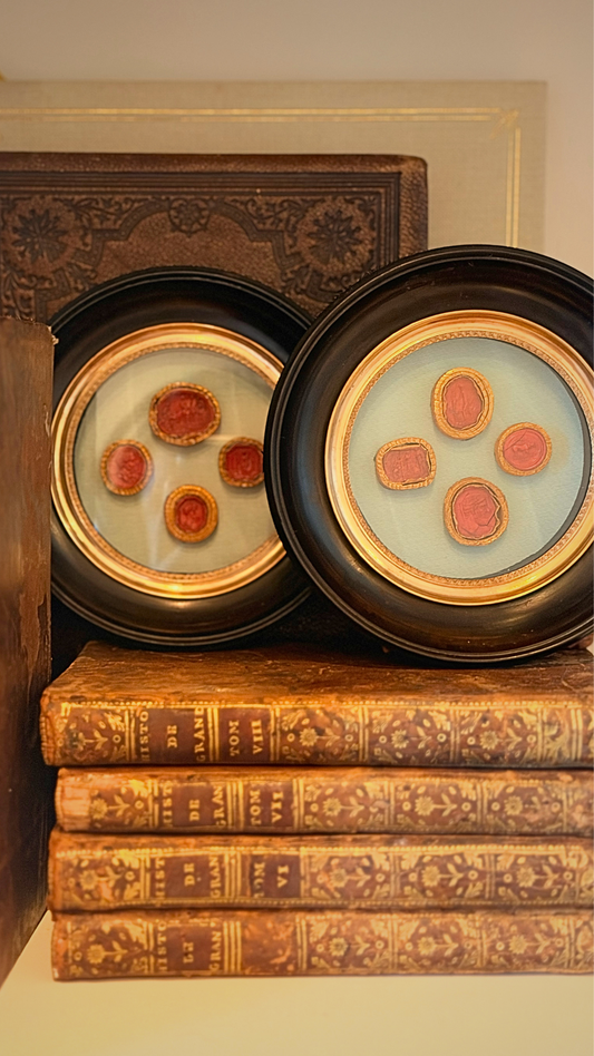 French Wax Seal Impressions in Antique Frame