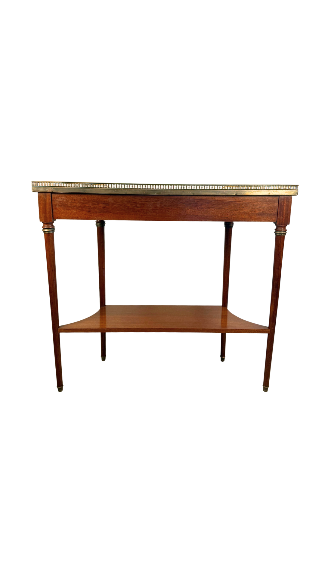 French Louis XVI Style Marble-Top Console Table with Brass Gallery