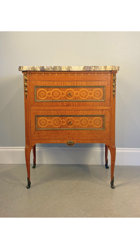 Signed A. Bougenier French Louis XVI Style Marquetry Side Chest