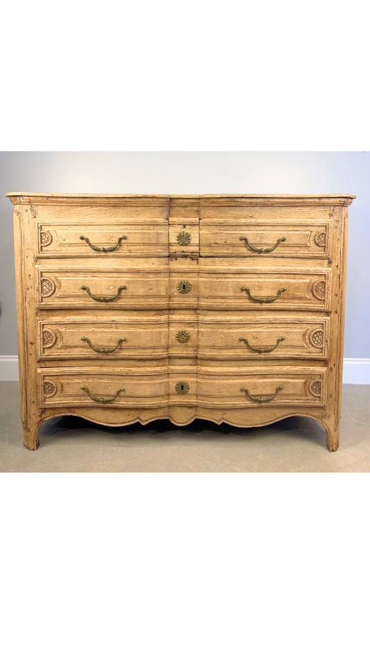 19th Century French Provincial Serpentine Oak Commode