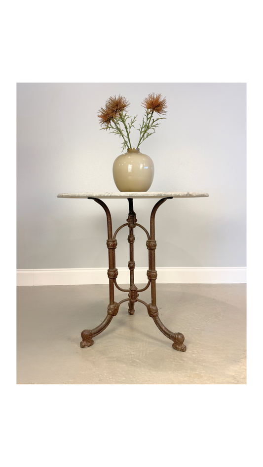 French Marble & Cast Iron Bistro Table