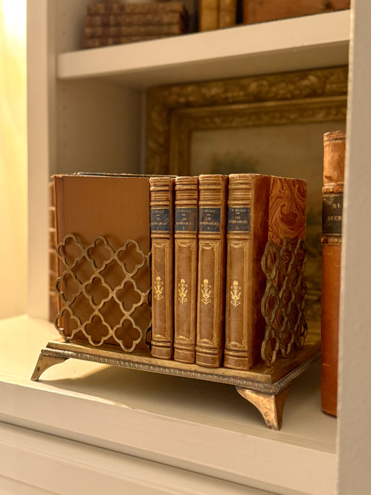 Vintage Brass Quatrefoil Book Caddy