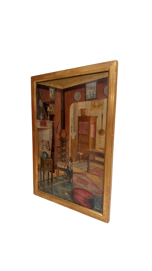 Antique French Interior Painting L. Bryant 1920s