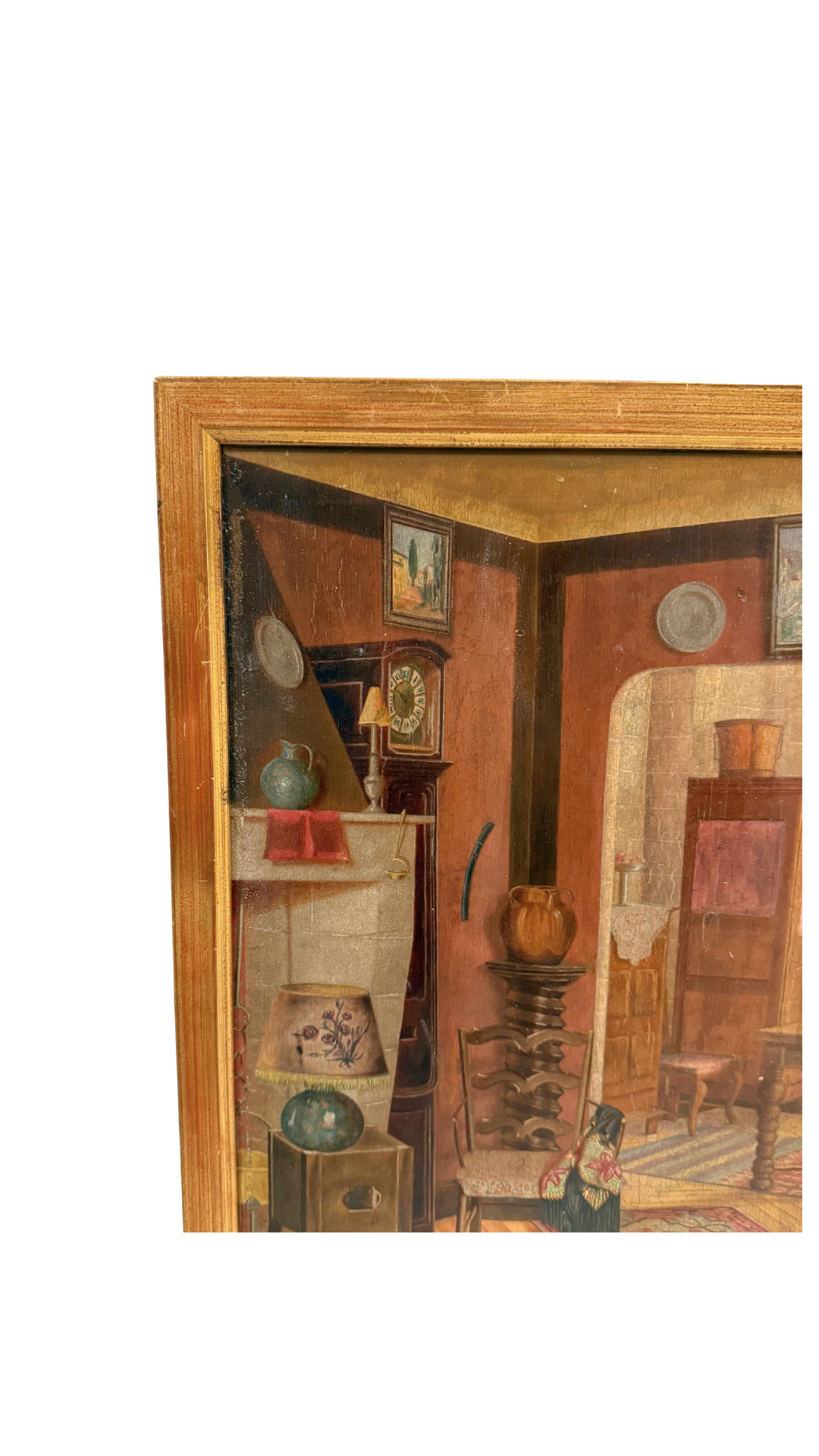 Antique French Interior Painting L. Bryant 1920s