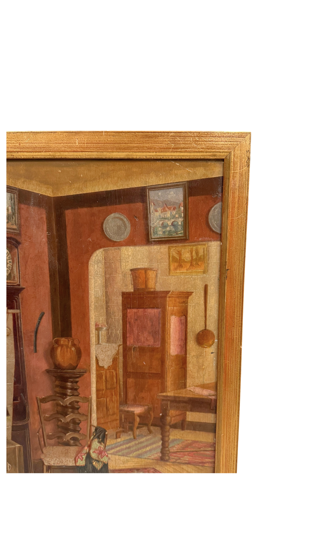 Antique French Interior Painting L. Bryant 1920s