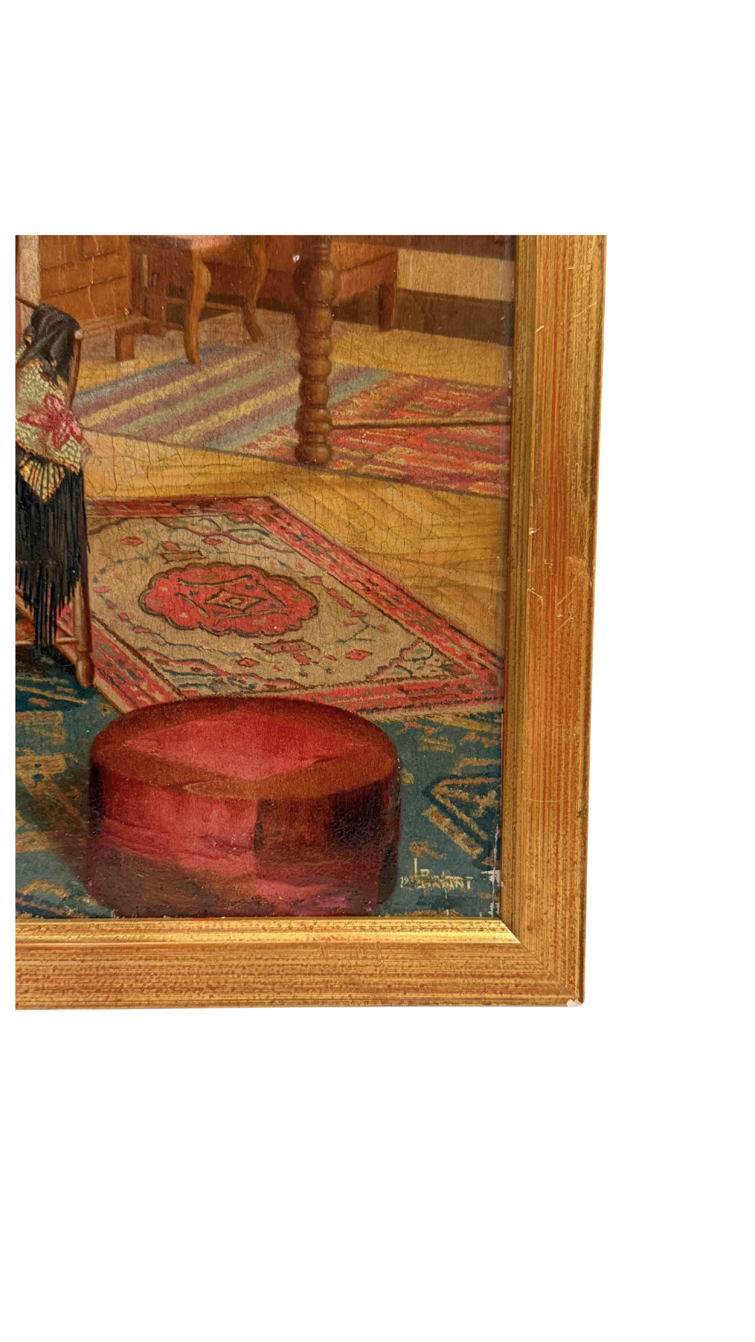 Antique French Interior Painting L. Bryant 1920s
