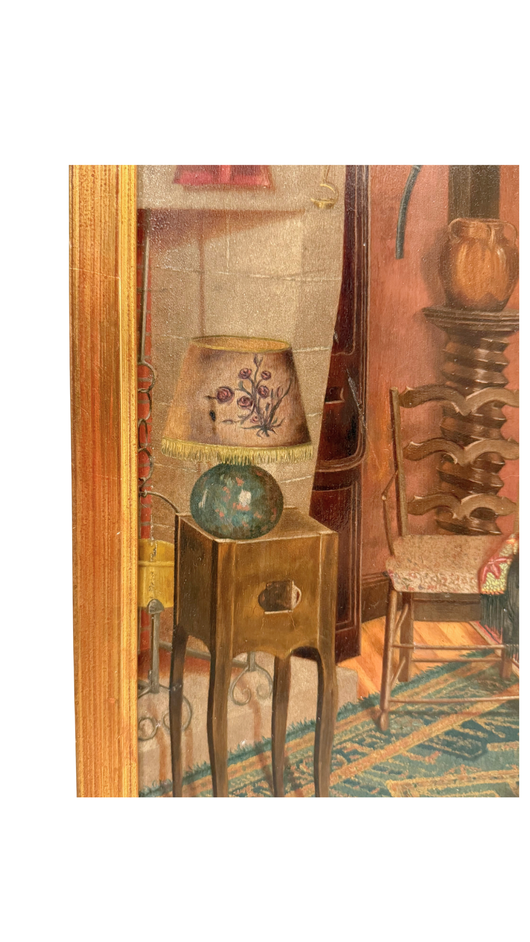 Antique French Interior Painting L. Bryant 1920s