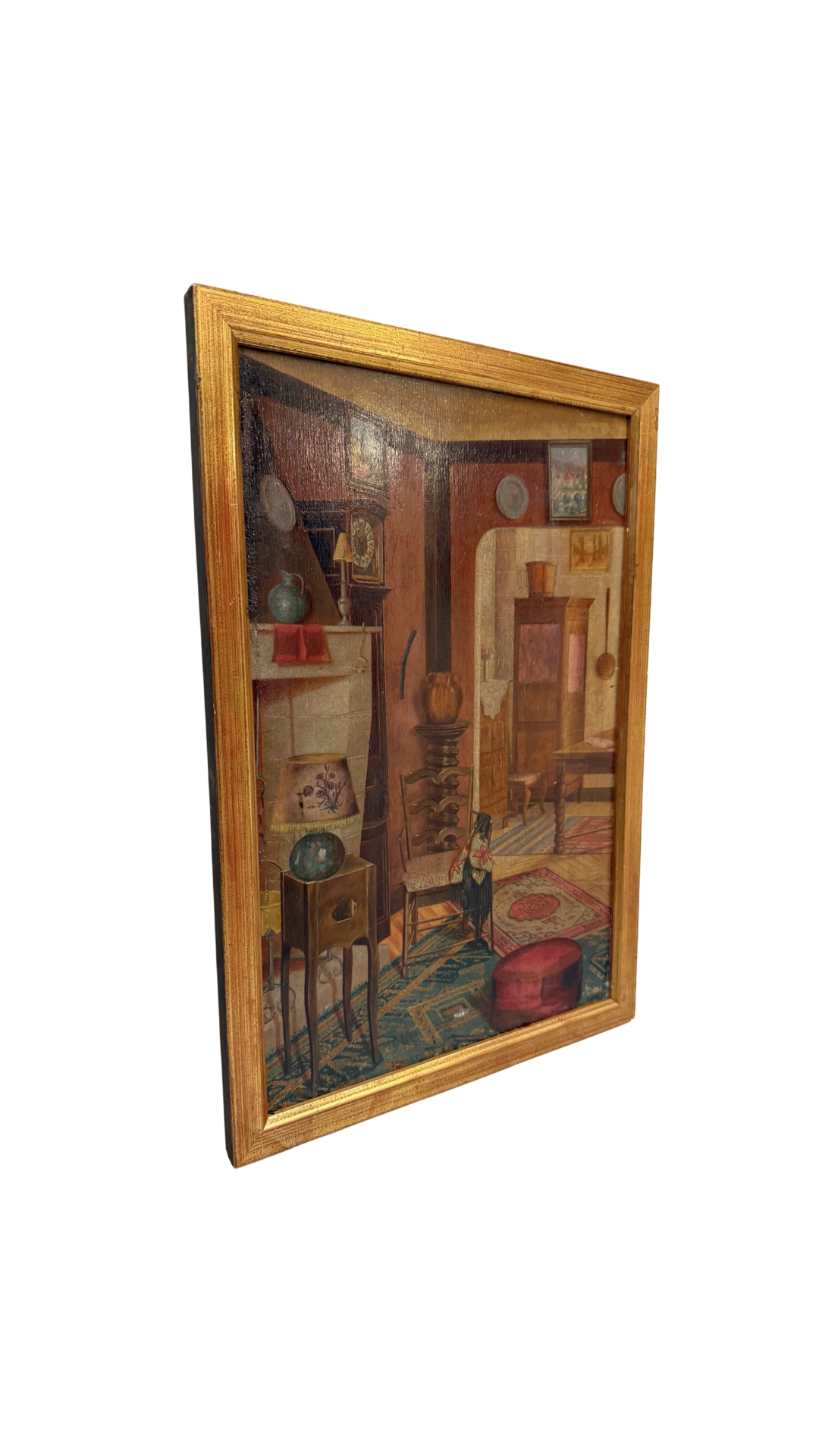 Antique French Interior Painting L. Bryant 1920s
