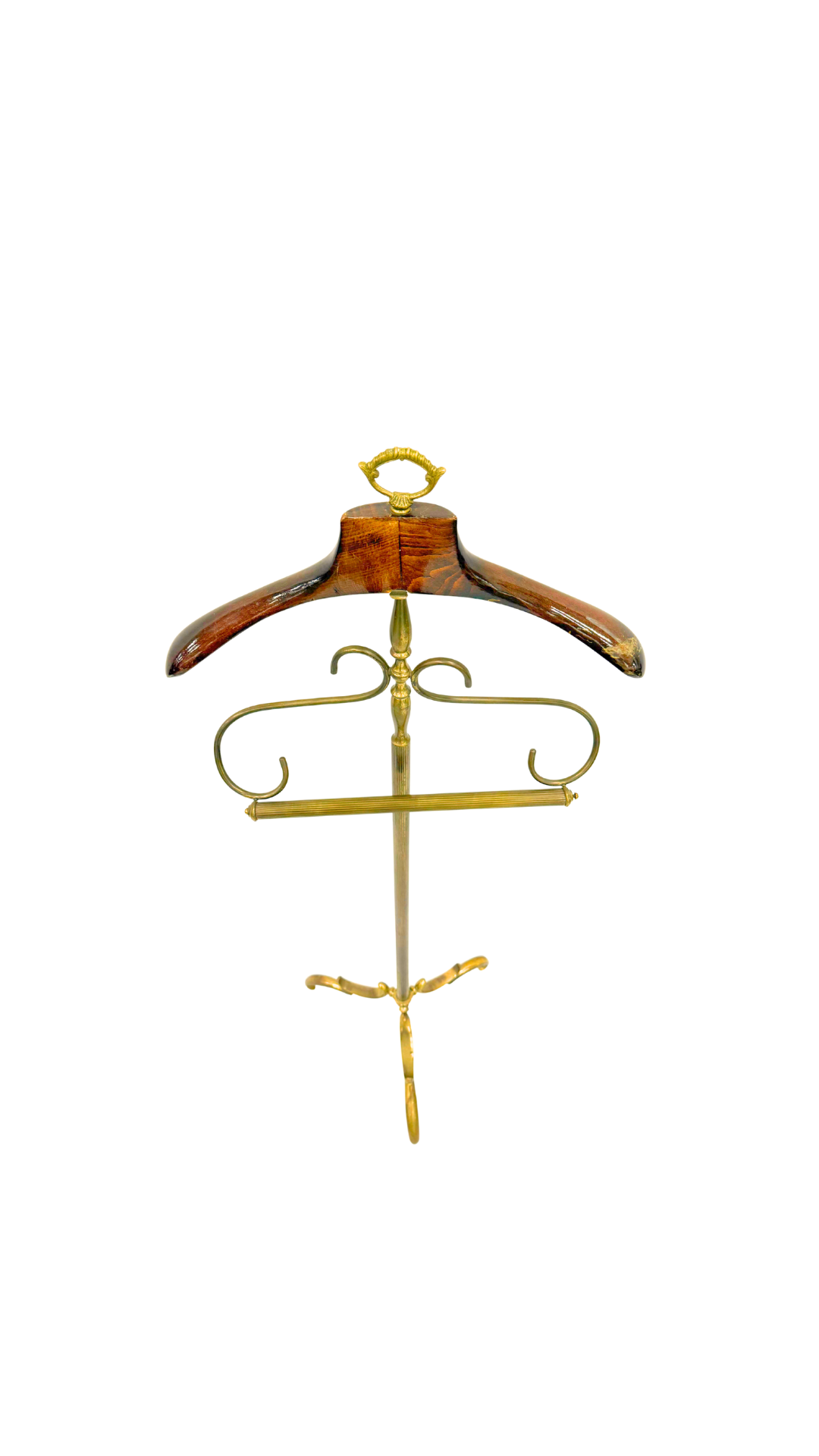 French Brass and Wood Valet