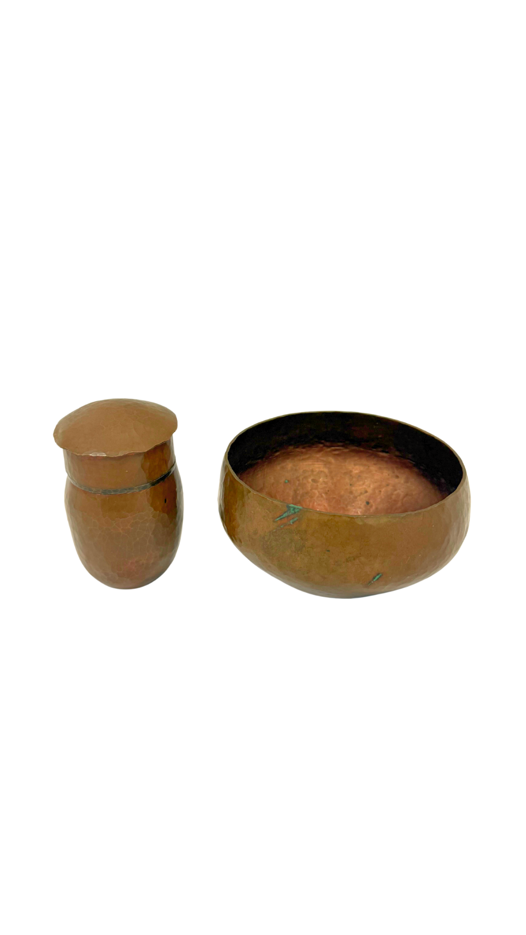 Hand Hammered Copper Bowl & Jar Duo