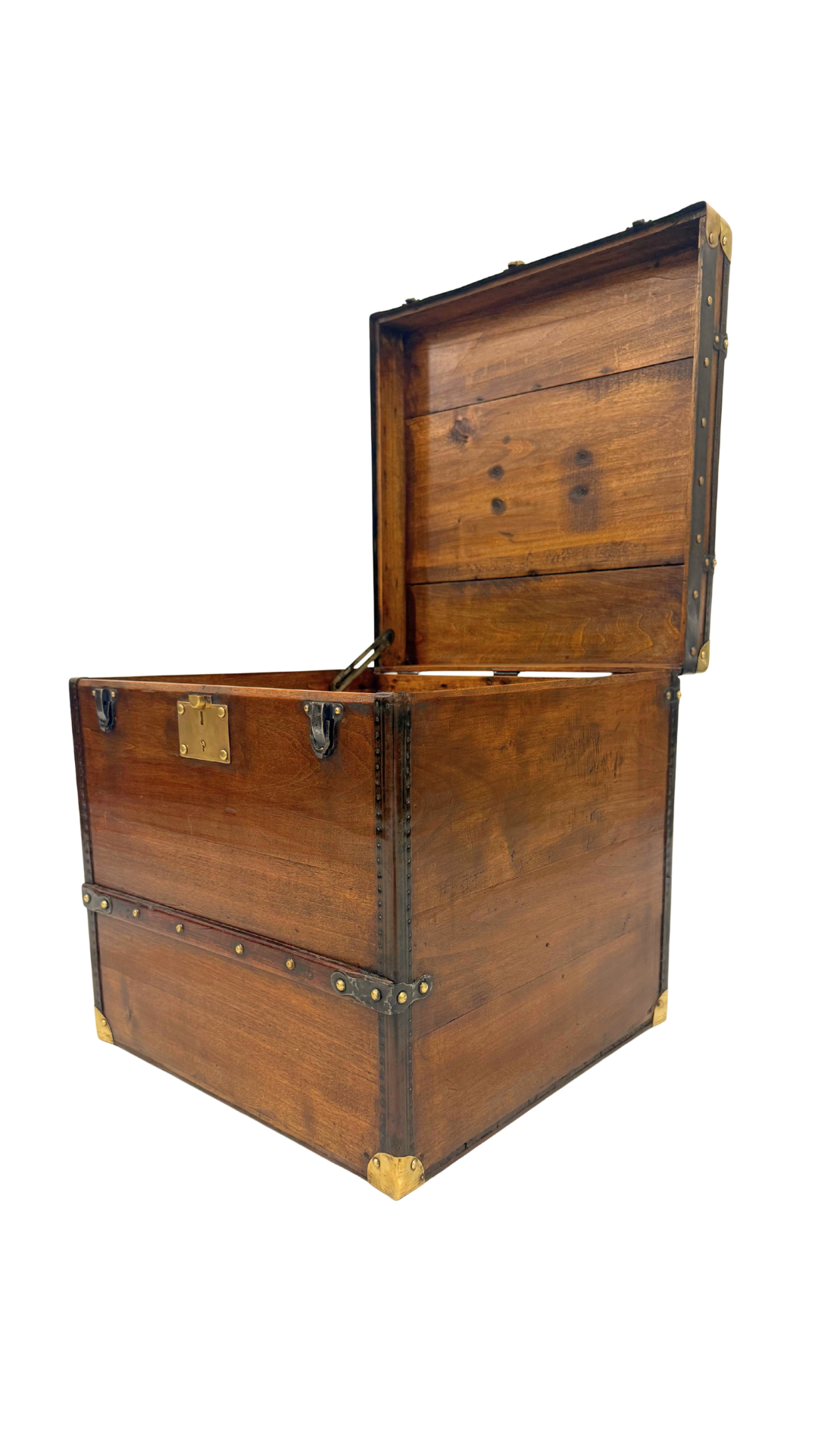 Petite French Wood & Brass Travel Trunk