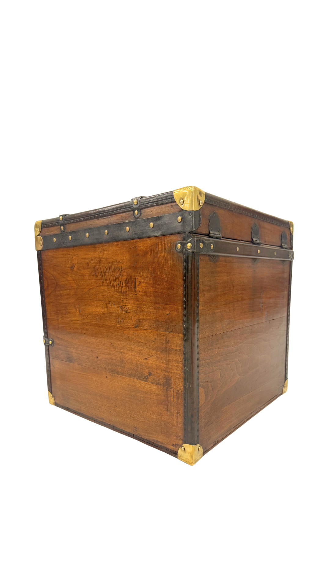 Petite French Wood & Brass Travel Trunk