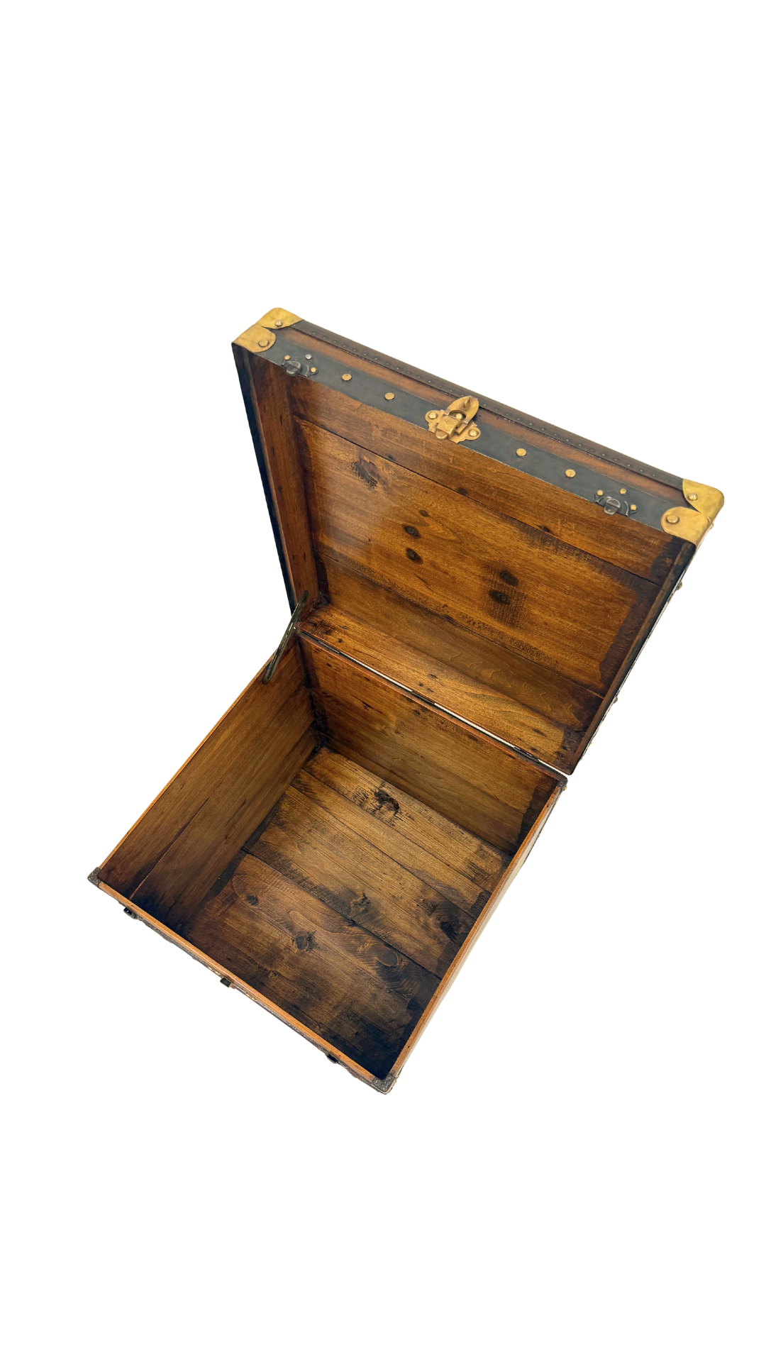 Petite French Wood & Brass Travel Trunk