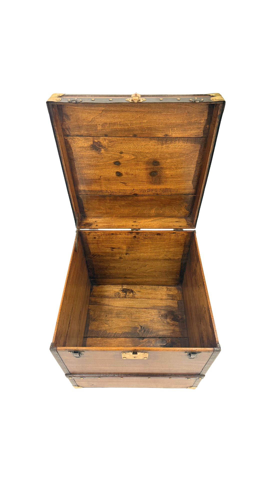 Petite French Wood & Brass Travel Trunk