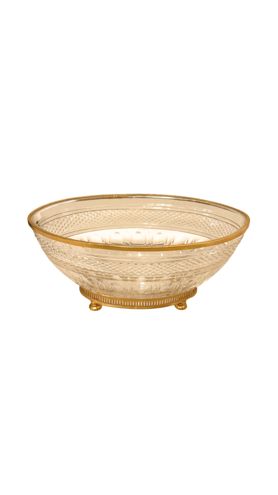 French Oval Cut Crystal & Gilt Bronze Bowl