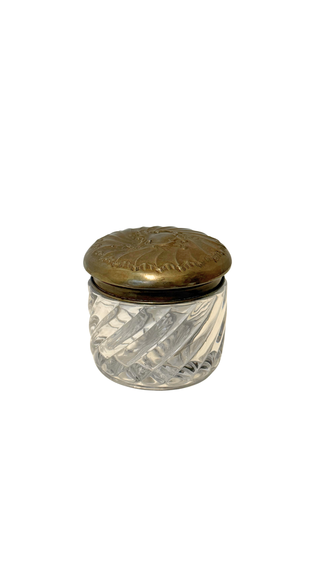 Antique Cut Glass & Brass Lidded Vanity Jar