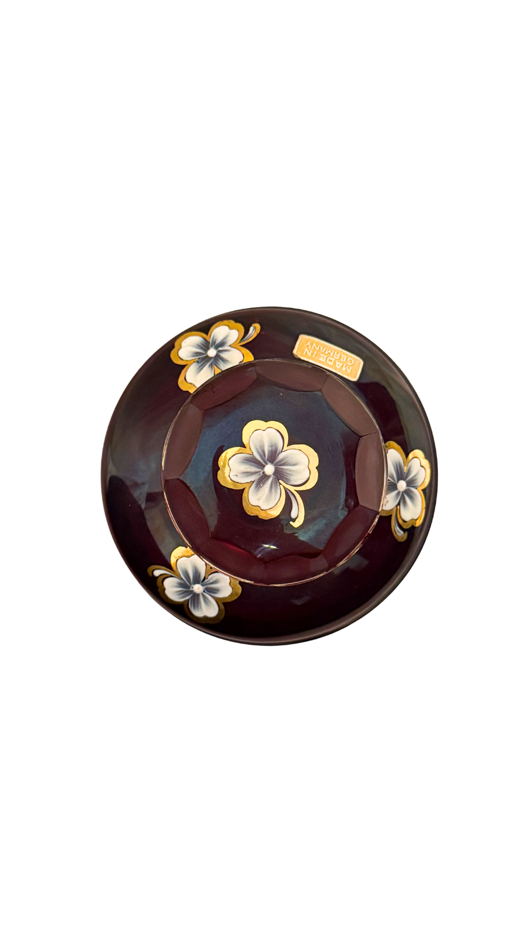 Vintage German Ruby Glass Lidded Jar