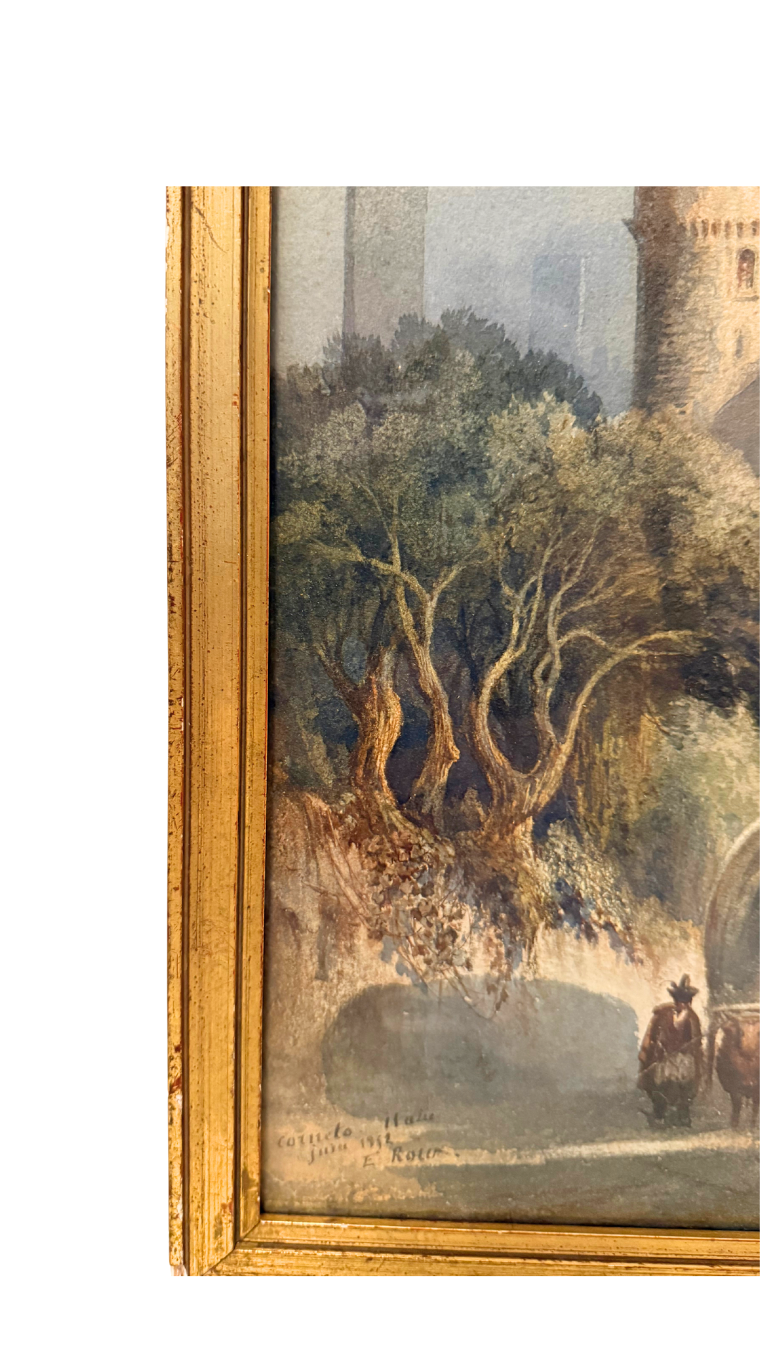 19th-Century Watercolor by Émile Roux – Cornedo, Italy (1852)