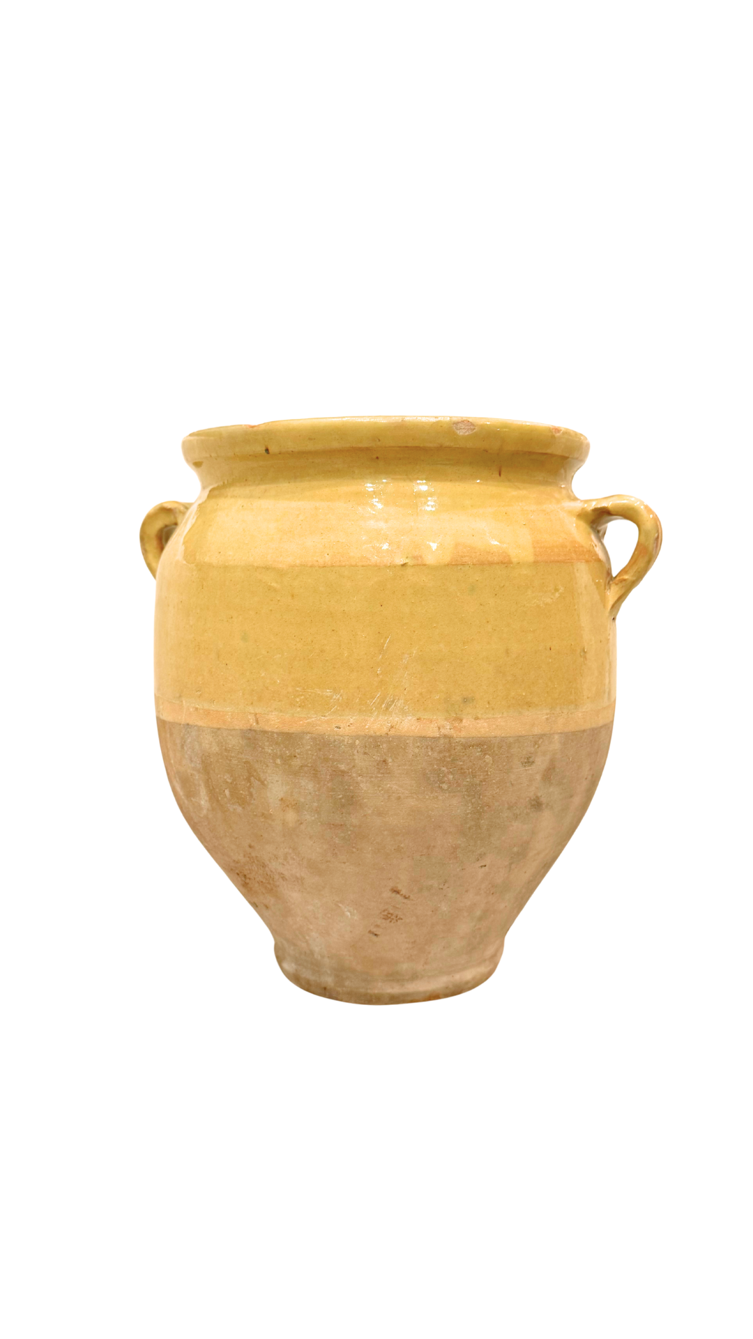 19th-Century French Confit Pot with Warm Pale Ochre Glaze